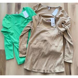 Ingrid & Isabel Nude Green Ribbed Sweetheart Blouse 3pc Bundle Women Size XXL